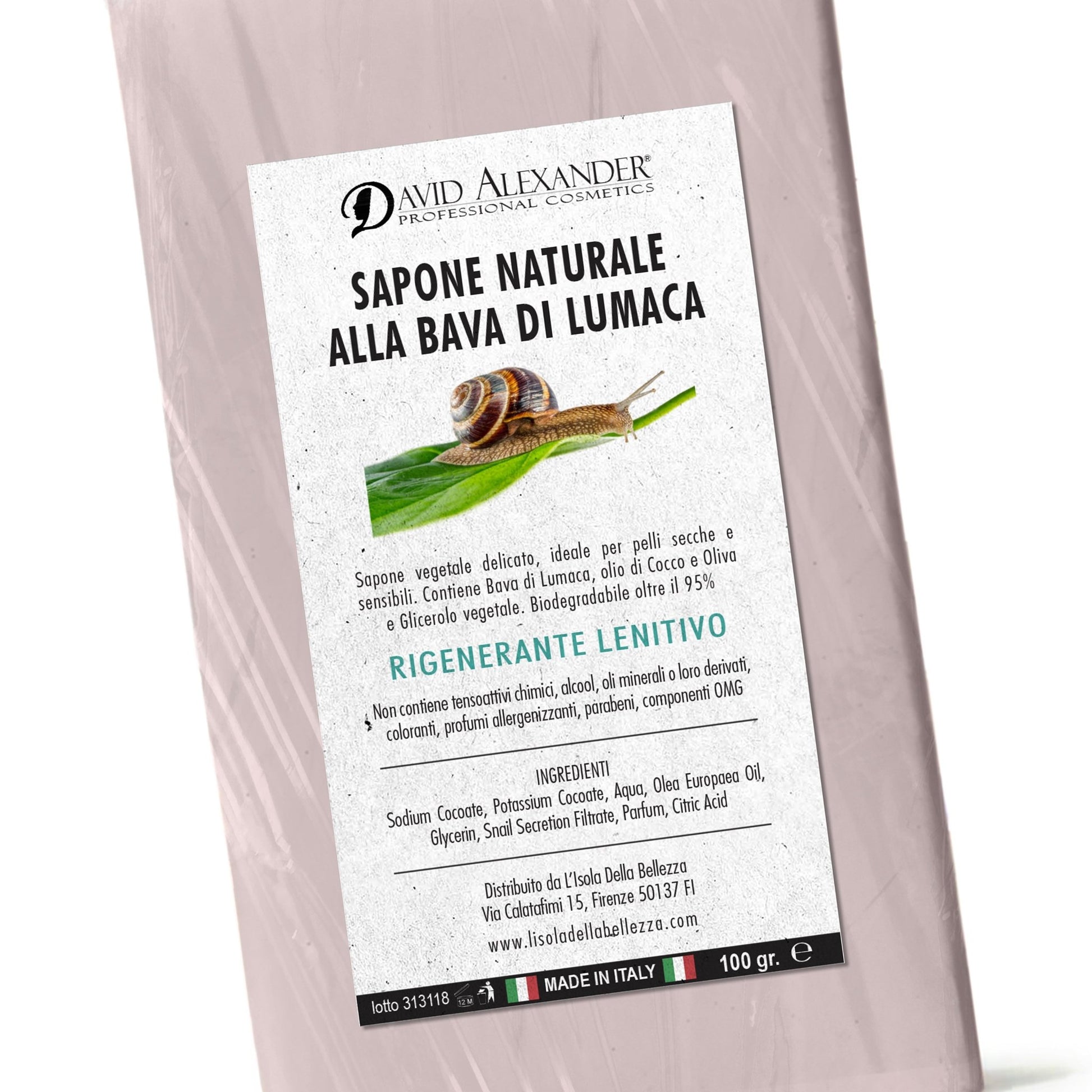 SAPONE VEGETALE ALLA BAVA DI LUMACA - david alexander professional cosmetics