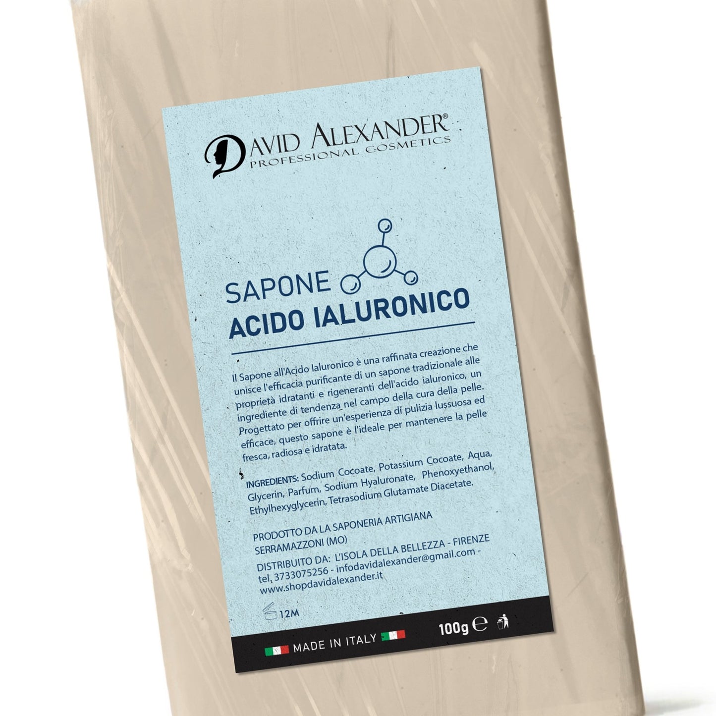 SAPONE VEGETALE ALL'ACIDO IALURONICO - david alexander professional cosmetics