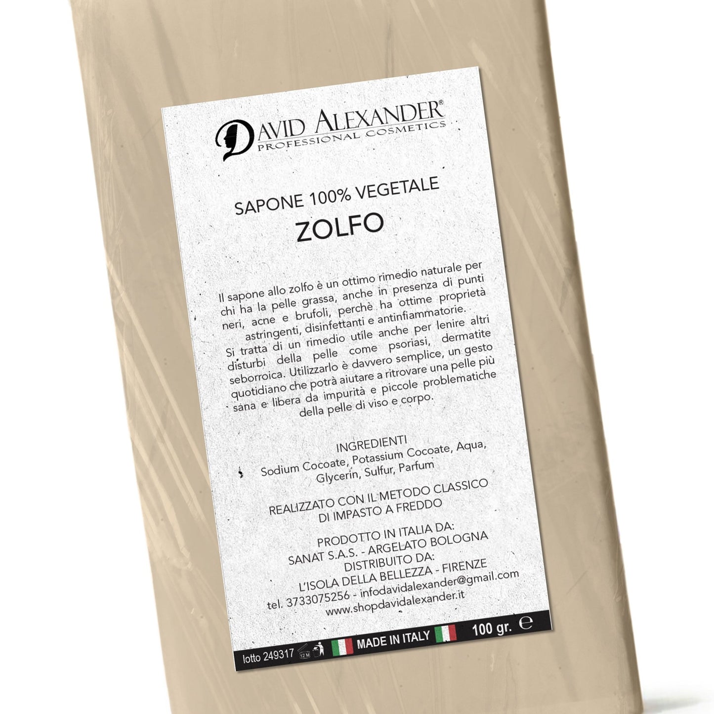 SAPONE VEGETALE ALLO ZOLFO - david alexander professional cosmetics